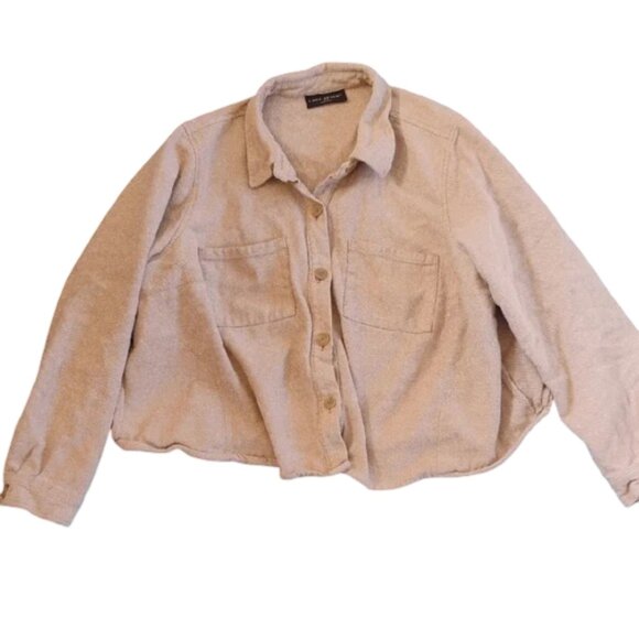 Lane Bryant Jackets & Blazers - Lane Bryant Women's 18/20 Cropped Cream Teddy Jacket with Pin Stripe Detail